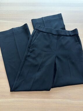 Women's Theory Black Pull-On Wide-Leg crepe Pants S